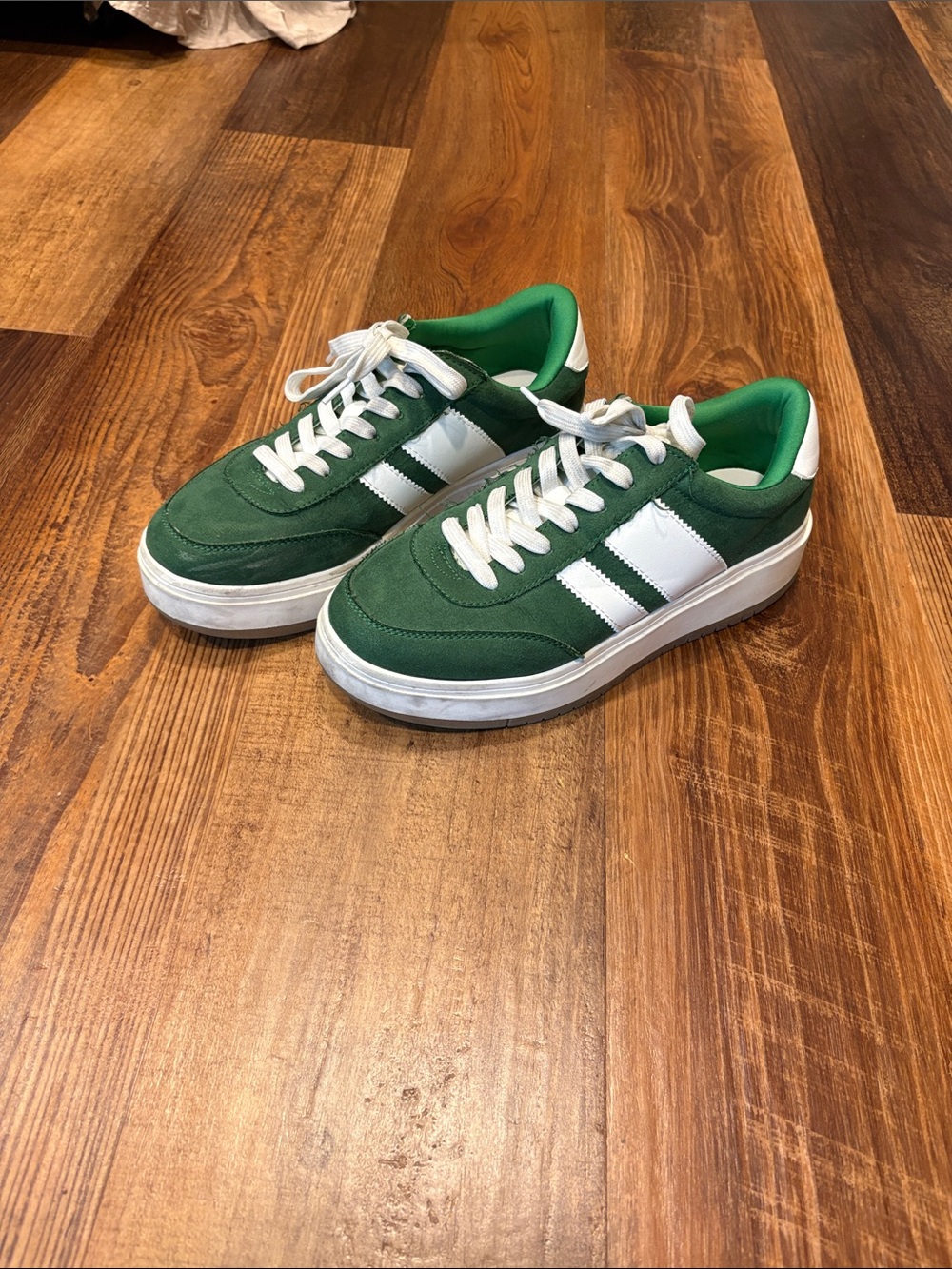 Madden Girl Green and White Low-Top platform ish Sneakers
